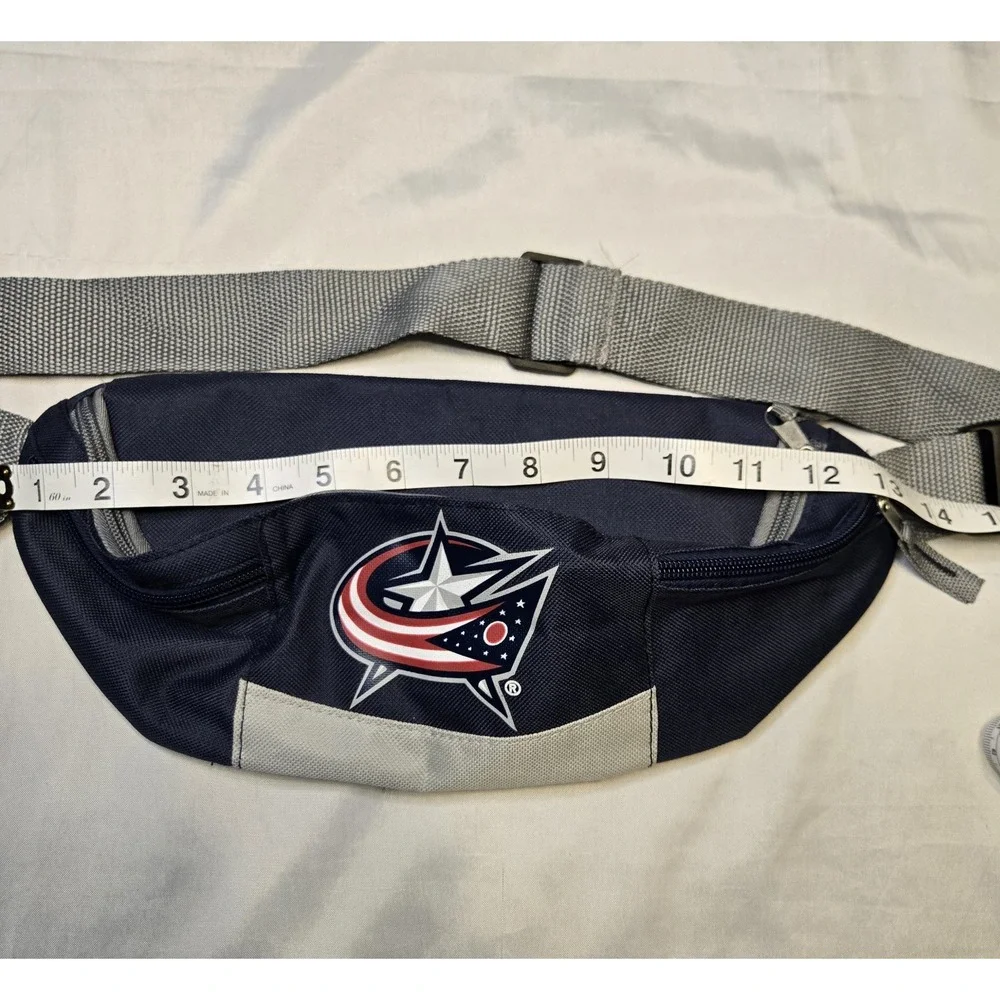 NHL Columbus Blue Jackets Hockey Fanny Pack CBJ Adjustable Bag 3‎ Zipper Pockets